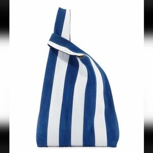Hayward Suede & Leather Stripe Shopper Tote Bag Blue White $900